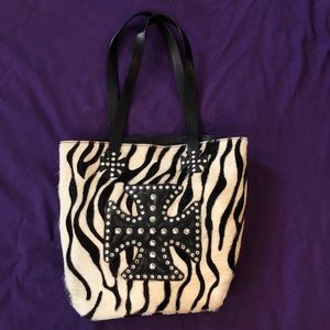Trendy cow skin, zebra stripe, leather purse